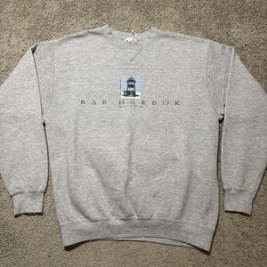 Vintage Lee Sport Bar Harbor Maine Grey Crewneck Sweatshirt Mens M